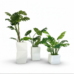 maceta cubic blanca setx3